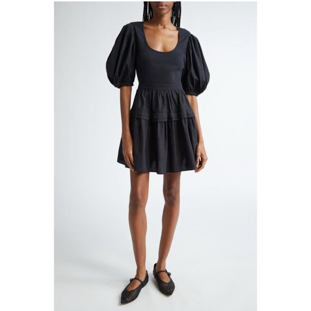 New! Ulla Johnson Tilda Mixed Media‎ Minidress in Black Sz Medium  $390